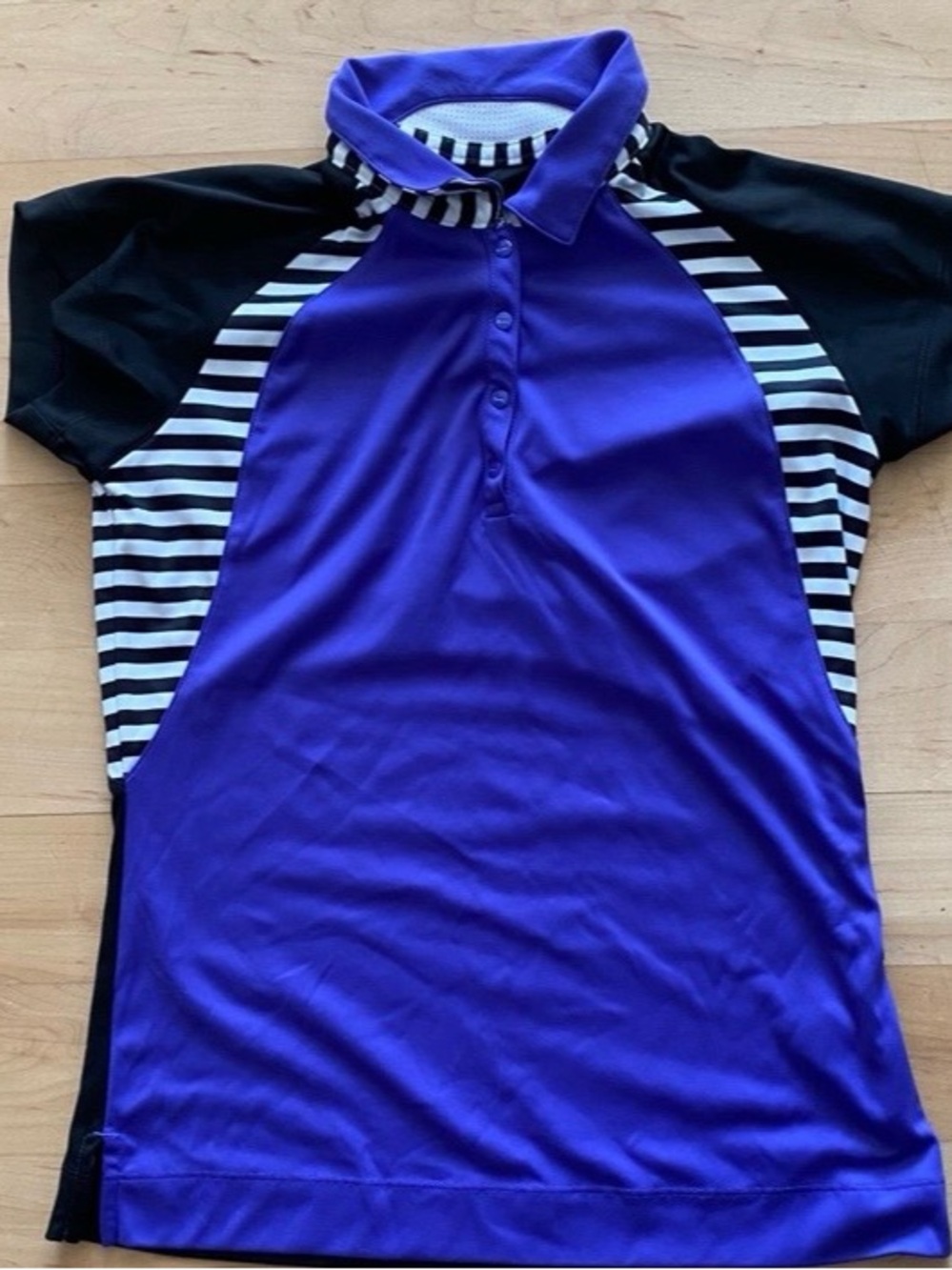 Slazenger Purple Polo Top with Black and White Stripes